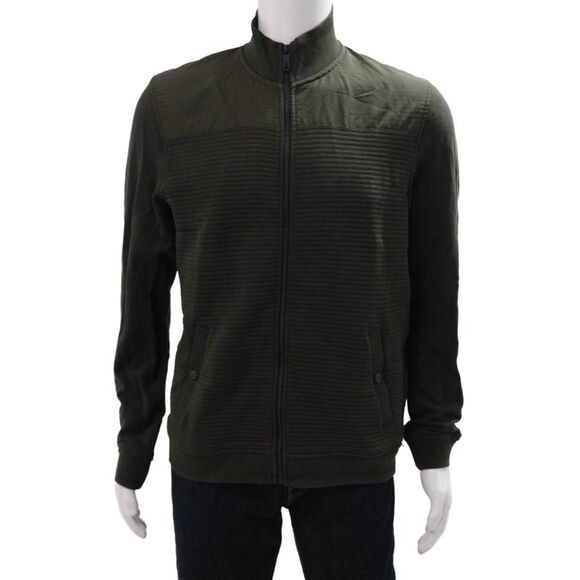 Ted Baker London Other - Ted Baker London Mens Bomber Jacket Army Striped Green High Neck Size XL